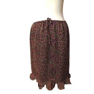Allison Taylor pure silk fully lined flutter ruffle hem abstract print skirt